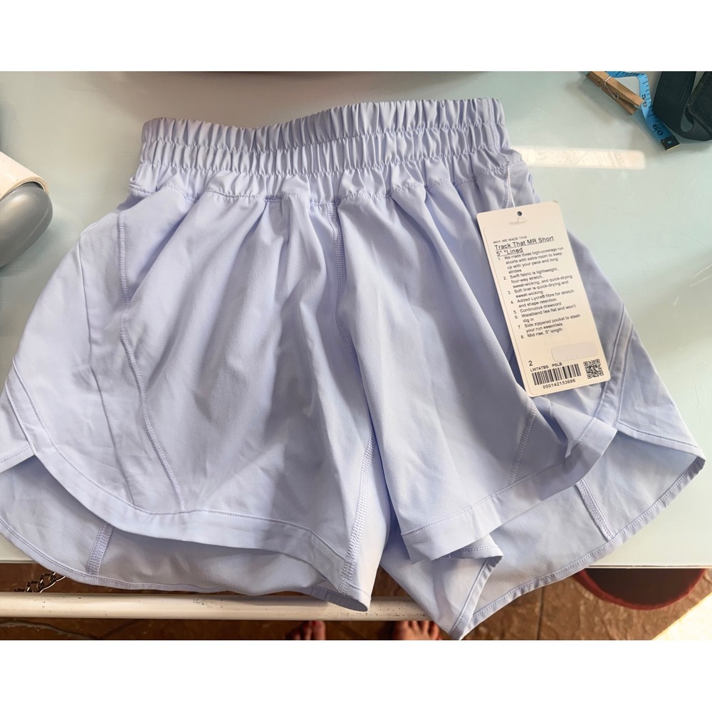 Lululemon Track That MR Shorts 5" Lined Size 2 Light Blue NWT